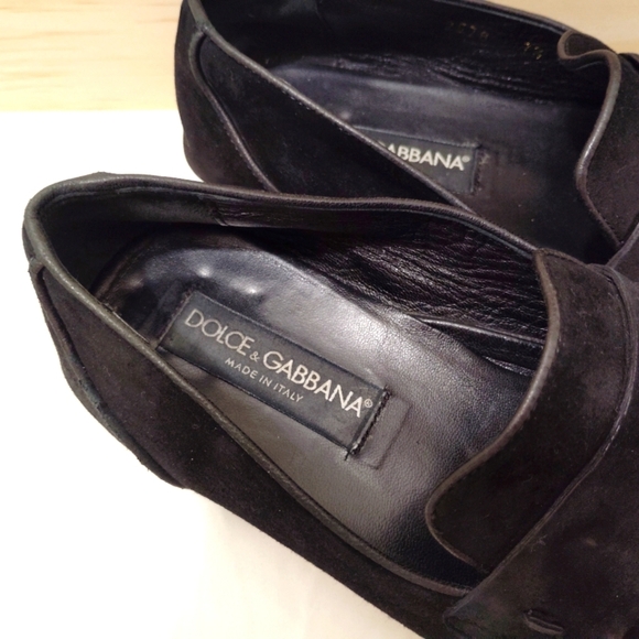 Dolce & Gabbana Black Suede Loafers Italian Leather Made In Italy US 7 1/2 Used - Picture 7 of 15